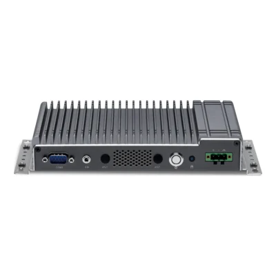 Mini PC industrial fanless CIMON NB con disipador de aletas, puerto serie y bornera de 24 VDC