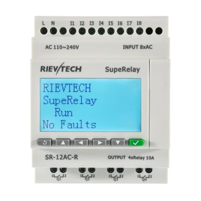 Mini PLC / relé programable Rievtech SR-12AC-R de 110-240V con 8 entradas y 4 salidas relé