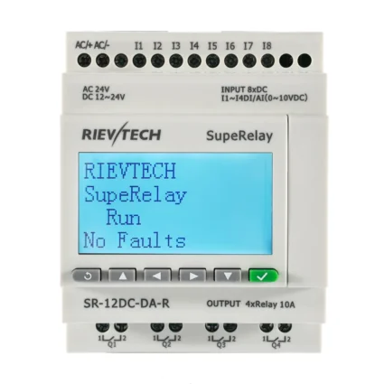 Mini PLC / Relé Programable 8E/4S 12-24V analógico · SR-12DC-DA-R