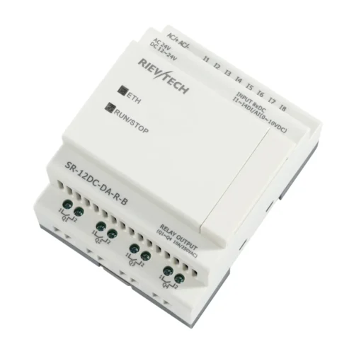mini-plc-rele-programable-rievtech-sr-12dc-da-r-b Relés programables / nano PLC Rievtech SR-12DC-DA-R-B de 12-24V con entradas analógicas