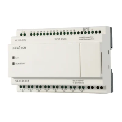 Relevadoras programables / mini PLC Rievtech SR-22AC-R-B de 110-240V con 14 entradas y 8 salidas
