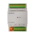 Módulo de expansión HVAC Rievtech HC-E-0404.42 visto de frente, con las borneras de 4 entradas analógicas universales y 4 entradas digitales y el LED RUN/STOP