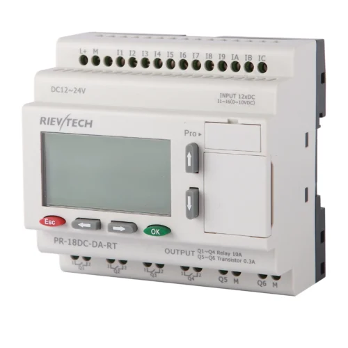 Módulo lógico programable Rievtech PR-18 con salidas a transistor Módulo lógico programable Rievtech PR-18DC-DA-RT con salidas a transistor para PWM