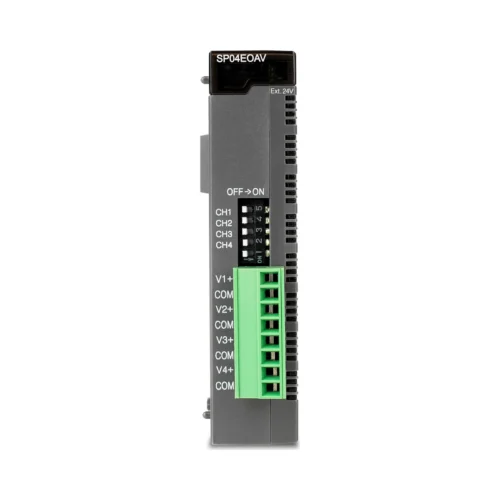 Módulo de 4 salidas analógicas de tensión · CIMON CM3-SP04EOAV Módulo de 4 salidas analógicas de tensión CIMON CM3-SP04EOAV, vista frontal