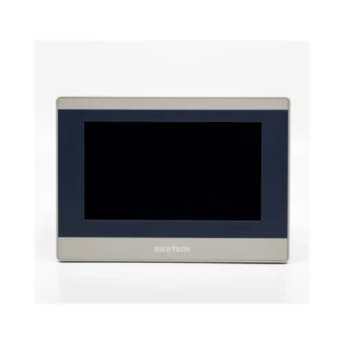Pantalla HMI 7 pulgadas Rievtech RTS7070WE — vista frontal Pantalla HMI Rievtech RTS7070WE de 7 pulgadas con táctil resistiva, Ethernet y puerto Type-C