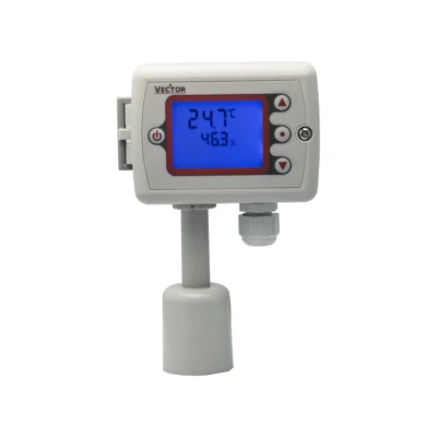 Transmisor de humedad y temperatura Vector con la pantalla OPC-S instalada en la tapa
