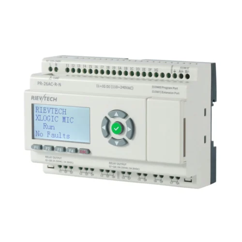 PLC 4G y WiFi Rievtech PR-26, borneras Borneras de entrada y salida del PLC con 4G y WiFi Rievtech PR-26