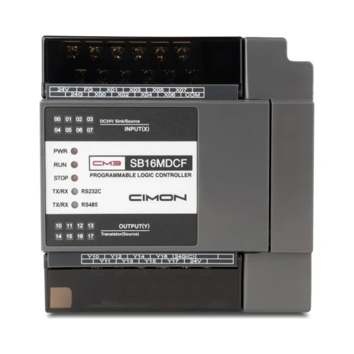 PLC compacto Micro-S de 16 E/S con salida por transistor PNP · CIMON CM3-SB16MDCF PLC compacto Micro-S de 16 E/S con salida por transistor PNP CIMON CM3-SB16MDCF, vista frontal