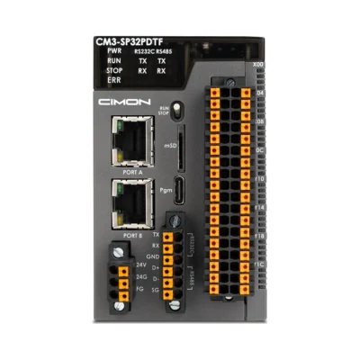 CPU PLC-S Plus de 32 E/S con salida por transistor NPN CIMON CM3-SP32PDTF, vista frontal