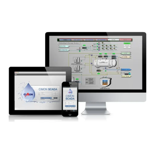 SCADA web CIMON UltimateAccess Web abierto en computador, tableta y celular al mismo tiempo