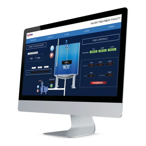 SCADA web CIMON UltimateAccess Web, planta de tratamiento de agua SCADA web CIMON UltimateAccess Web con la pantalla de una planta de tratamiento de agua