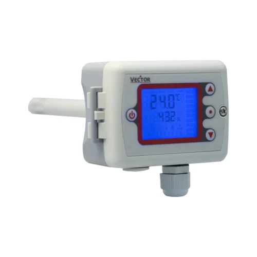 Sensor de humedad y temperatura para ducto con pantalla Vector SDC-H1T1-OP Sensor de humedad y temperatura para ducto con pantalla integrada Vector SDC-H1T1-OP