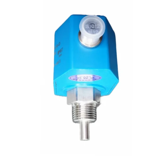 FS211-Sonda-Conector-M12 Vista inferior sensor flujo térmico FS211 mostrando sonda acero inoxidable y conexión M12