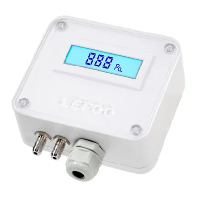 Transmisor de presión diferencial LFM11 de LEFOO con display LCD retroiluminado, dos tomas de presión y prensaestopas de cable