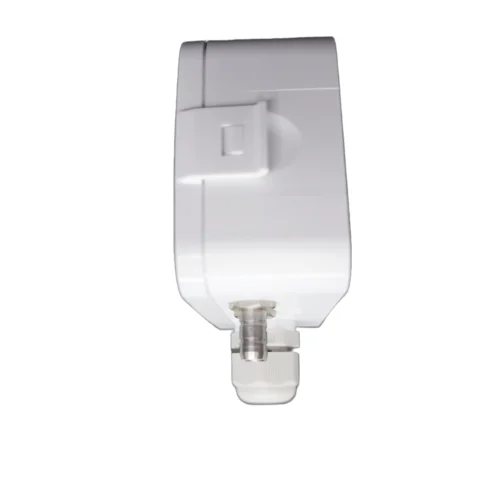 Transmisor presion diferencial LFM108 lateral Transmisor de presión diferencial de aire LFM108 vista de perfil con prensaestopas para cable de 8mm